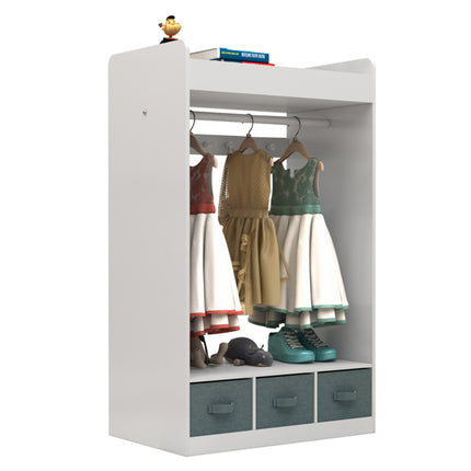 AX4- Kids Costume Organizer, Costume Rack, Kids Armoire, Open Hanging Armoire Closet with Mirror-WHITE - Likeshoppe 
