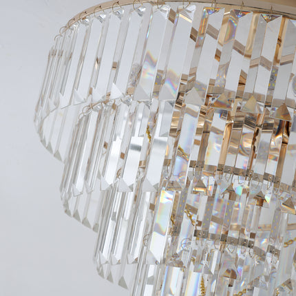 BX1- Gold Crystal Chandeliers,5-Tier Round Semi Flush Mount Chandelier Light Fixture,Large Contemporary Luxury Ceiling Lighting for Living Room Dining Room Bedroom Hallway - Likeshoppe 