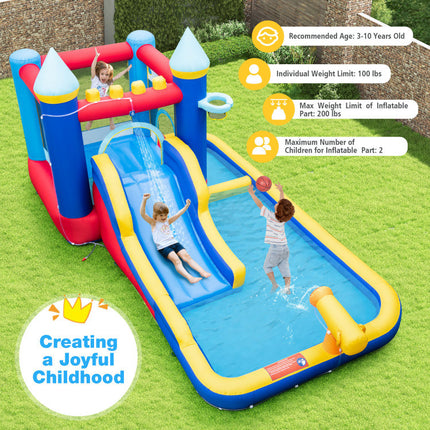 BC14- Inflatable Water Slide Bounce House with 680W Blower and 2 Pools - Likeshoppe 