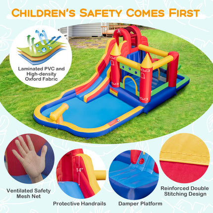 BC12- 9-in-1 Inflatable Bounce Castle with Water Slide and Splash Pool without Blower - Likeshoppe 