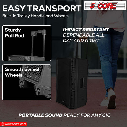 CC8- 5 Core Powered PA Speaker • 1500W Peak Portable Active Powered DJ Audio System • w Bluetooth 5.1 • SD USB AUX MIC FM RCA Input • 2 Wireless UHF Microphone • Remote- ACTIVE DJ 12 2-MIC - Likeshoppe 