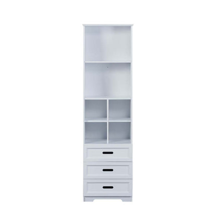 AT17- Kids Funnel White Bookcase Book Shelf Storage Unit with Book Display/Organizer Drawers - Classic White Color - Likeshoppe 