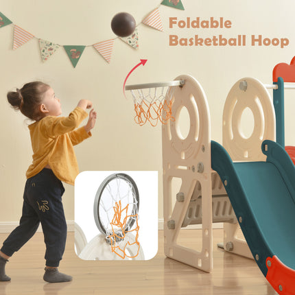 BB22- Kids Swing-N-Slide with Bus Play Structure; Freestanding Bus Toy with Slide&Swing for Toddlers; Bus Slide Set with Basketball Hoop - Likeshoppe 