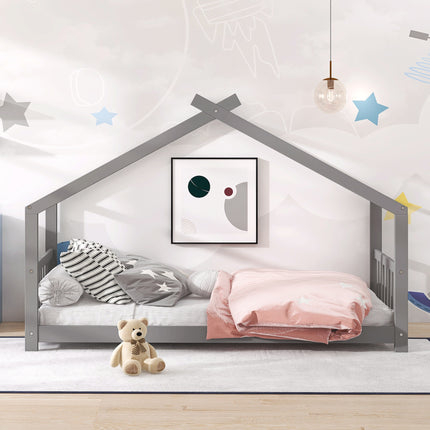 AS10- Twin Size House Bed Wood Bed - Likeshoppe 