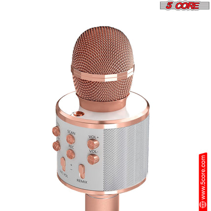 CC22- 5 Core Karaoke Wireless Microphones Bluetooth • w Stereo Mic Speaker • Portable Recording Microfono Inalambrico • SD Card & USB • Gifts Music Toys for Kids and Adults All Age- WM SPK COPPER - Likeshoppe 