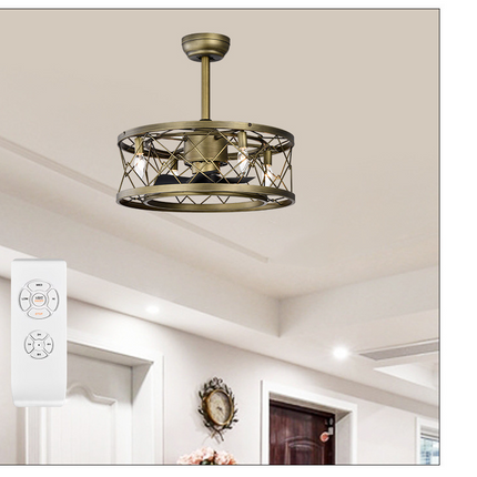 BU12- Small Low profile Enclosed Modern Revrersible Bladeless Ceiling Fan with Lights 20'' Caged Ceiling Fan with Light for bedroom - Likeshoppe 