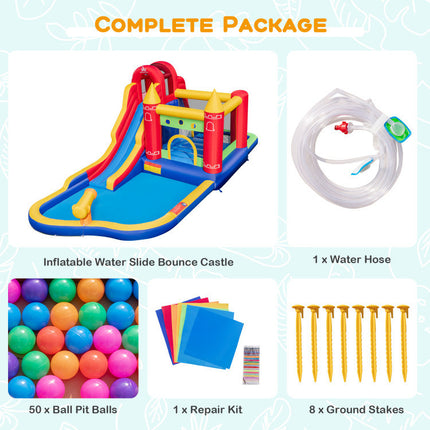 BC12- 9-in-1 Inflatable Bounce Castle with Water Slide and Splash Pool without Blower - Likeshoppe 
