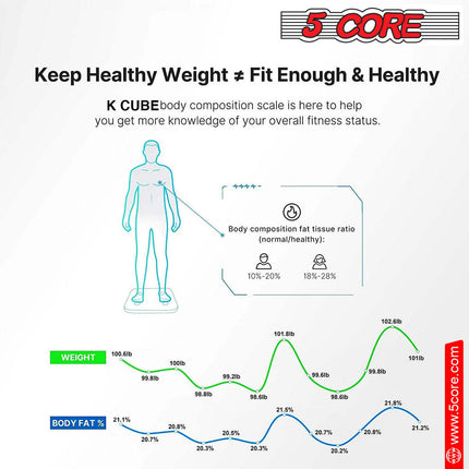 BT2- 5 Core Bathroom Scale for Body Weight • Digital Scale with Smart Accurate App sync w Bluetooth • 13 Body Composition Analyzer • Battery Operated Health and Fitness Accessory • 400 lbs - BBS 03 B SG - Likeshoppe 