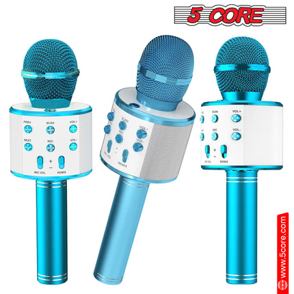 CC18- 5 Core Karaoke Wireless Microphones Bluetooth • w Stereo Mic Speaker • Portable Recording Microfono Inalambrico • SD Card & USB • Gifts Music Toys for Kids and Adults All Age- WM SPK BLU - Likeshoppe 