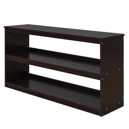 AS1- Low Study Full Loft Bed with Cabinet ; Shelves and Rolling Portable Desk ; Multiple Functions Bed - Likeshoppe 