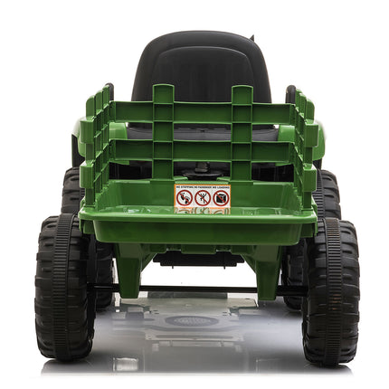 BH6- 12V Kids Ride On Tractor with Trailer, Battery Powered Electric Car w/ Music, USB, Music, LED Lights, Vehicle Toy for 3 to 6 Ages, Dark Green - Likeshoppe 