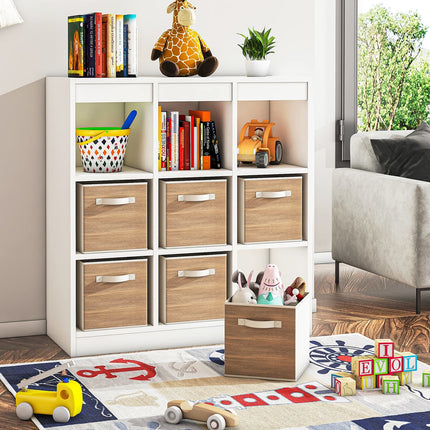 Fabric Storage Cubes with Handle, Foldable  Cube Storage Bins, 6 Pack Storage Baskets for Shelves, Storage Boxes for Organizing Closet Bins, Wood Grain - Likeshoppe 