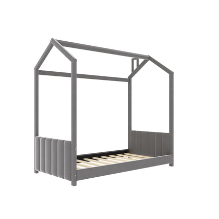 AS15- Twin Size Velvet House Bed Wood Bed - Likeshoppe 