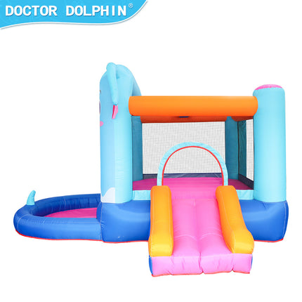 BC3- Elephant Inflatable Castle Blue Bounce House w/ Slide Ball Pool and 350W Blower - Likeshoppe 