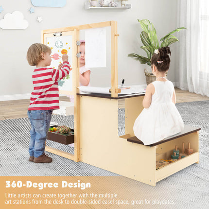 BM2- Kids Art Center Wooden Table Bench Set - Likeshoppe 