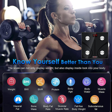 BT1- 5 Core Scale for Body Weight Battery Power Smart Digital Most Accurate Fat Loss Machine Pesas Para Pesar Personas w App Sync - BBS DOT B BLK - Likeshoppe 