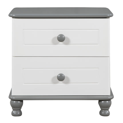 AW1- Wooden Nightstand with Two Drawers for Kids,End Table for Bedroom,White+Gray - Likeshoppe 