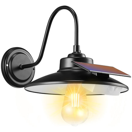 BU22- Solar Barn Light, 3 Lighting Modes & Motion Sensor, Dusk to Dawn Outdoor Wall Sconces, Exterior Farmhouse Gooseneck Lights, Wall Mount, IP65 Waterproof for Outside Yard Street Garage Shed Patio - Likeshoppe 