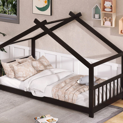 AS10- Twin Size House Bed Wood Bed - Likeshoppe 