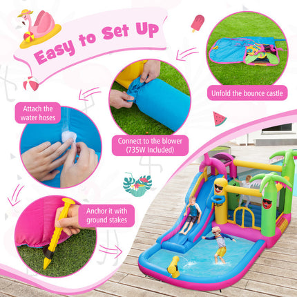 BC15- Inflatable Bounce Castle with Long Water Slide and 735W Blower - Likeshoppe 