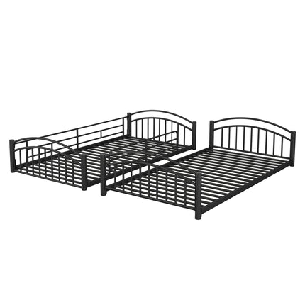 AS18-Twin Over Twin Metal Bunk Bed With Slide; Kids House Bed - Likeshoppe 
