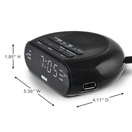 CH22- RCA Digital Radio Alarm Clock with Soothing Sounds, Brightness Control, and USB Charging Port - Likeshoppe 
