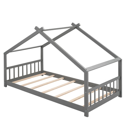 AS10- Twin Size House Bed Wood Bed - Likeshoppe 