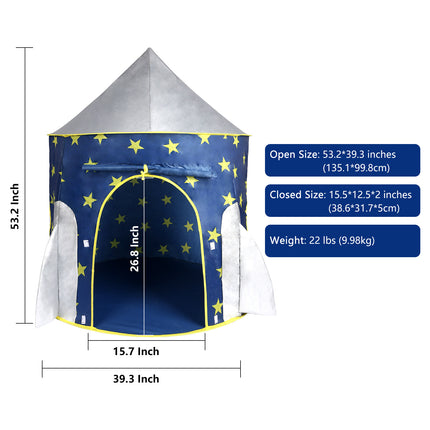 BE6- Kids Tent Rocket Spaceship, Kids Play Tent, Unicorn Tent for Boys & Girls, Kids Playhouse, Pop up Tents Foldable, Toddler Tent, Gift for Kids, Indoor & Outdoor, Blue, Space Theme - Likeshoppe 