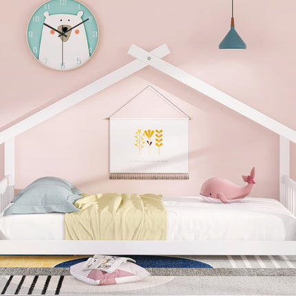 AS10- Twin Size House Bed Wood Bed - Likeshoppe 