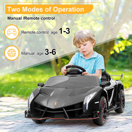 BH15- LEADZM Lamborghini Poison Small Dual Drive 12V 4.5AH with 2.4G Remote Control Sports Car Electric Car Black - Likeshoppe 