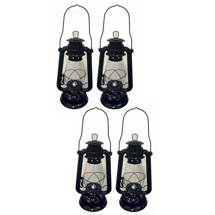 BU14- Lot of 4 - 12 Inch Black Hurricane Kerosene Lantern Light Table Decorative Lamp - Likeshoppe 