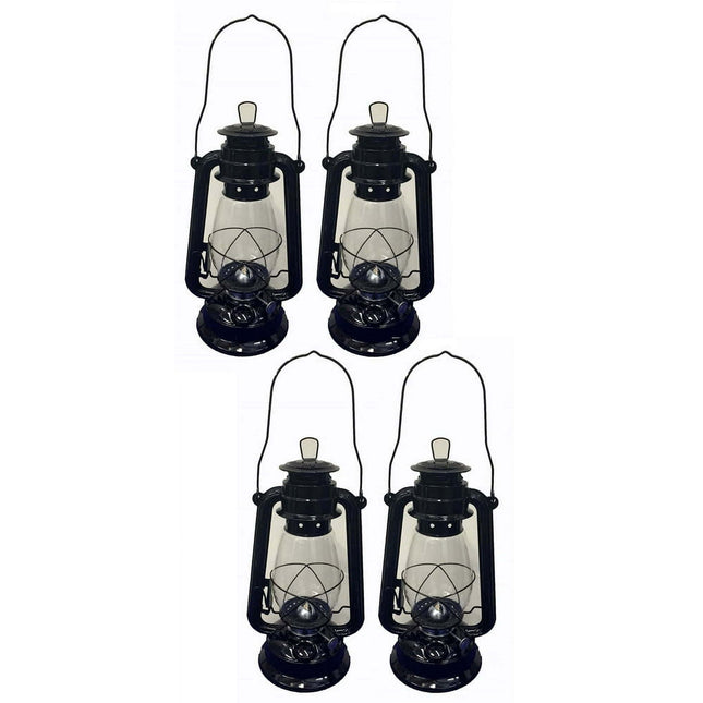 BU14- Lot of 4 - 12 Inch Black Hurricane Kerosene Lantern Light Table Decorative Lamp - Likeshoppe 