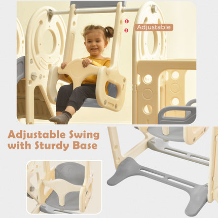 BB22- Kids Swing-N-Slide with Bus Play Structure; Freestanding Bus Toy with Slide&Swing for Toddlers; Bus Slide Set with Basketball Hoop - Likeshoppe 