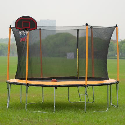 BA8- 15FT Trampoline with Basketball Hoop Inflator and Ladder(Inner Safety Enclosure) Orange - Likeshoppe 