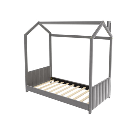 AS15- Twin Size Velvet House Bed Wood Bed - Likeshoppe 