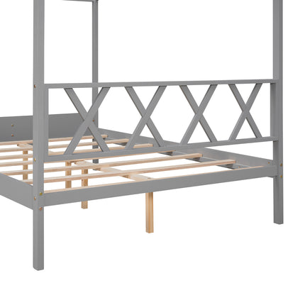 AS27- Full Size Wood House Bed with Storage Space - Likeshoppe 