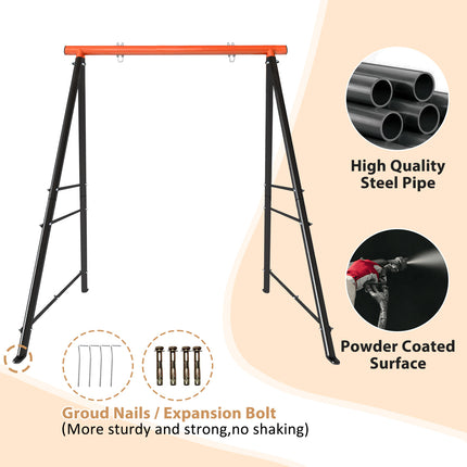 AZ1-Metal Swing Stand Swing Sets for Backyard,Powder Coated Swing Frame of Swing Set with Extra Side Bars,880 Lbs Heavy-Duty A-Frame Outdoor Swing Fits Swing Chair,Porch Swing - Likeshoppe 