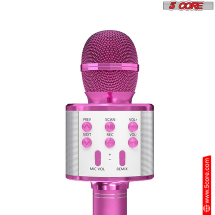 CC21- 5 Core Karaoke Wireless Microphones Bluetooth • w Stereo Mic Speaker • Portable Recording Microfono Inalambrico • SD Card & USB • Gifts Music Toys for Kids and Adults All Age- WM SPK PINK - Likeshoppe 