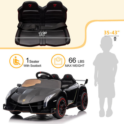 BH15- LEADZM Lamborghini Poison Small Dual Drive 12V 4.5AH with 2.4G Remote Control Sports Car Electric Car Black - Likeshoppe 