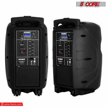 CC10- 5 Core DJ speakers 10" Rechargeable Powered PA system 400W Loud Speaker Bluetooth USB SD Card AUX MP3 FM LED Ring - ACTIVE HOME 10 2-MIC - Likeshoppe 