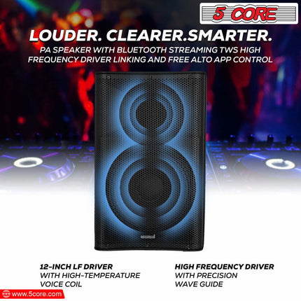 CC8- 5 Core Powered PA Speaker • 1500W Peak Portable Active Powered DJ Audio System • w Bluetooth 5.1 • SD USB AUX MIC FM RCA Input • 2 Wireless UHF Microphone • Remote- ACTIVE DJ 12 2-MIC - Likeshoppe 