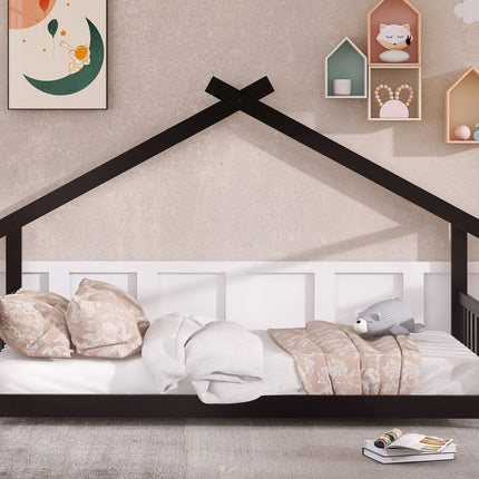 AS10- Twin Size House Bed Wood Bed - Likeshoppe 