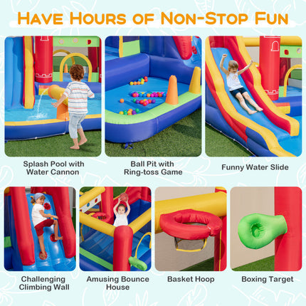 BC12- 9-in-1 Inflatable Bounce Castle with Water Slide and Splash Pool without Blower - Likeshoppe 