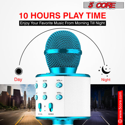 CC18- 5 Core Karaoke Wireless Microphones Bluetooth • w Stereo Mic Speaker • Portable Recording Microfono Inalambrico • SD Card & USB • Gifts Music Toys for Kids and Adults All Age- WM SPK BLU - Likeshoppe 