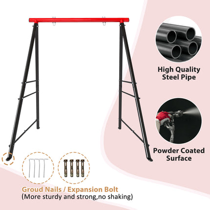 AZ1-Metal Swing Stand Swing Sets for Backyard,Powder Coated Swing Frame of Swing Set with Extra Side Bars,880 Lbs Heavy-Duty A-Frame Outdoor Swing Fits Swing Chair,Porch Swing - Likeshoppe 