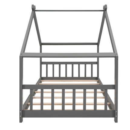 AS10- Twin Size House Bed Wood Bed - Likeshoppe 