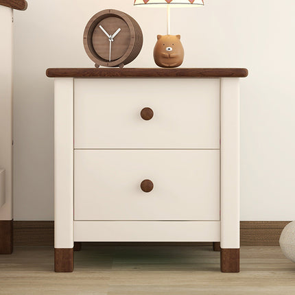 AW5- Wooden Nightstand with Two Drawers for Kids,End Table for Bedroom,Cream+Walnut - Likeshoppe 