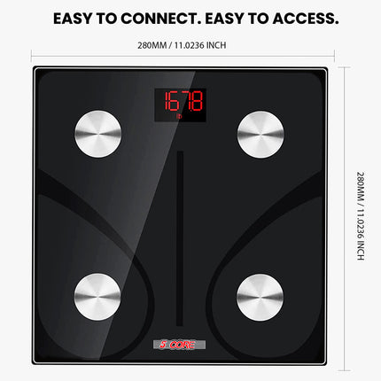 BT1- 5 Core Scale for Body Weight Battery Power Smart Digital Most Accurate Fat Loss Machine Pesas Para Pesar Personas w App Sync - BBS DOT B BLK - Likeshoppe 