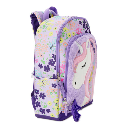 BZ5- Wonder Nation Girls 17" Laptop Backpack Fuzzy Flower Magic Unicorn, Purple - Likeshoppe 