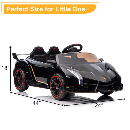 BH15- LEADZM Lamborghini Poison Small Dual Drive 12V 4.5AH with 2.4G Remote Control Sports Car Electric Car Black - Likeshoppe 